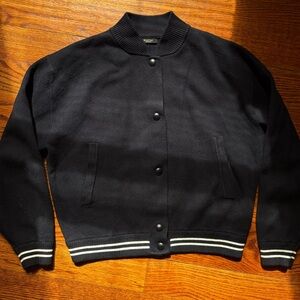Massimo Dutti KNIT BOMBER JACKET WITH STRIPE DETAILS / Size S